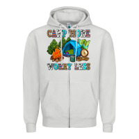 Dove Grey camp more worry less Zipper Hoodie - AdoDesignShop