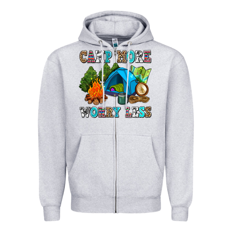 Camp More Worry Less Zipper Hoodie by AdoDesignShop | Teevron