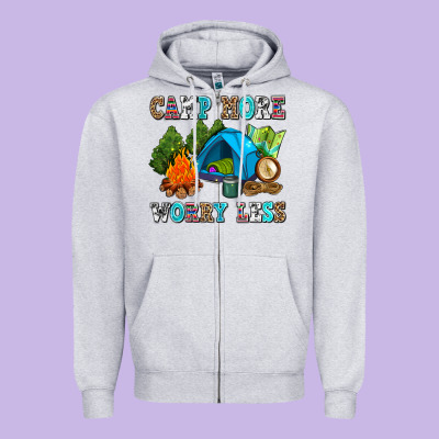 Camp More Worry Less Zipper Hoodie Designed By Adodesignshop
