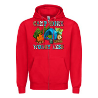 Red camp more worry less Zipper Hoodie - AdoDesignShop
