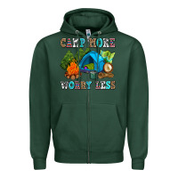 Sports Green camp more worry less Zipper Hoodie - AdoDesignShop