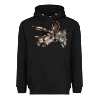 Black Triceratops Horridus Face Heavyweight Hoodie - LillyAllenDesigns