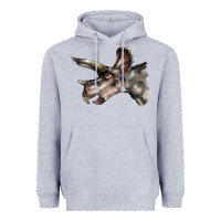 Heather Grey Triceratops Horridus Face Heavyweight Hoodie - LillyAllenDesigns