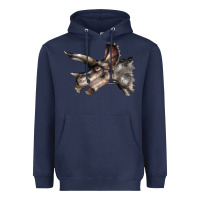 Navy Triceratops Horridus Face Heavyweight Hoodie - LillyAllenDesigns