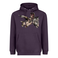 Plum Triceratops Horridus Face Heavyweight Hoodie - LillyAllenDesigns