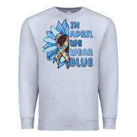 Heather Grey in april we wear blue Premium Sweatshirt - MaliasSmallBusiness