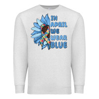 Oatmeal Heather in april we wear blue Premium Sweatshirt - MaliasSmallBusiness