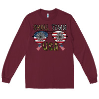Burgundy small town usa Long Sleeve Tee - CowhideDigitalArt