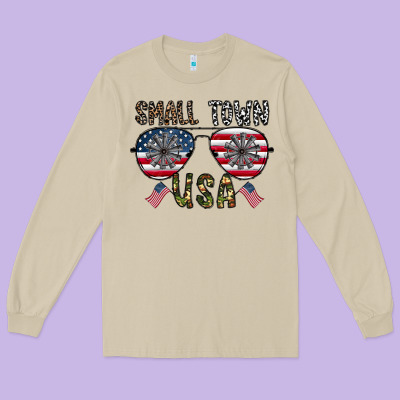 Small Town Usa Long Sleeve Tee Designed By Cowhidedigitalart