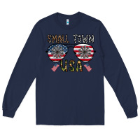 Navy small town usa Long Sleeve Tee - CowhideDigitalArt