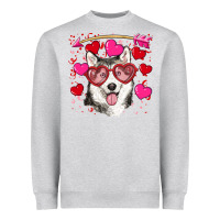 Heather Grey Valentine's day husky Heavyweight Sweatshirt - RanaPortraitStore