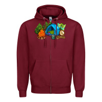 Burgundy camp in the woods Zipper Hoodie - AdoDesignShop