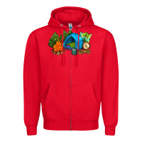 Red camp in the woods Zipper Hoodie - AdoDesignShop