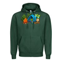 Sports Green camp in the woods Zipper Hoodie - AdoDesignShop