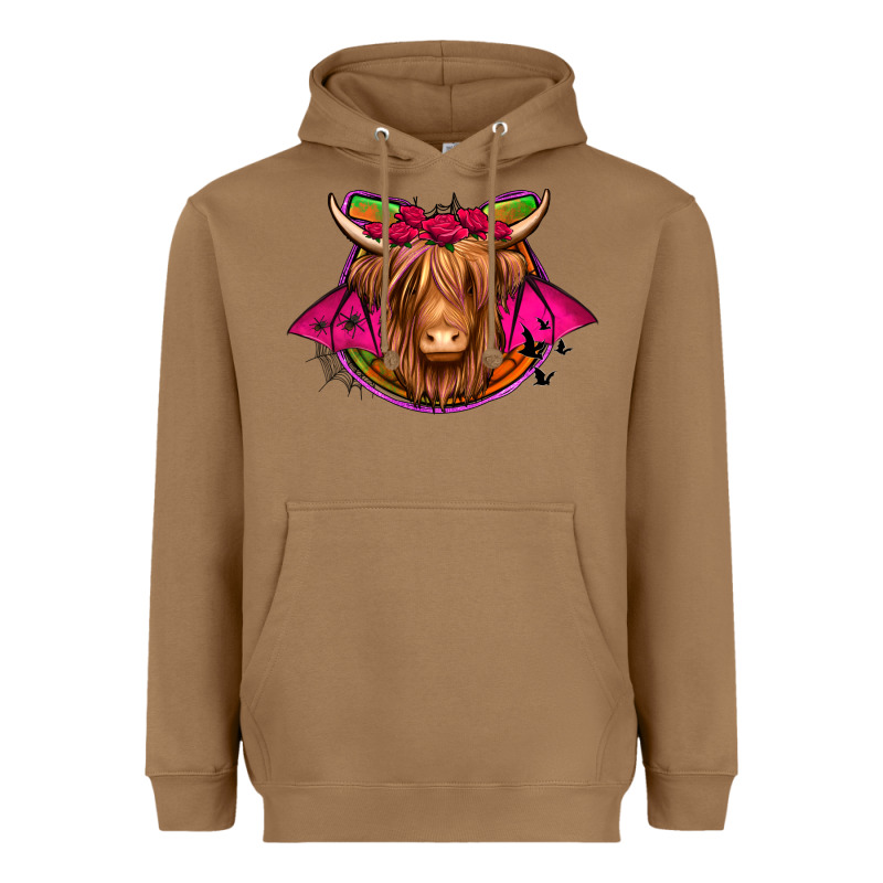 Halloween Highland Cow Horseshoe Heavyweight Hoodie by Jasminsmagicworld | Teevron