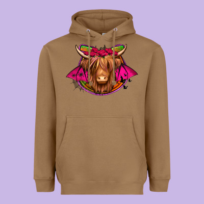 Halloween Highland Cow Horseshoe Heavyweight Hoodie Designed By Jasminsmagicworld