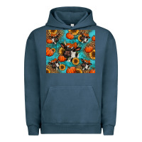 Pigment Midnight Navy autumn pumpkins holstein cow Urban Hoodie - Jasminsmagicworld