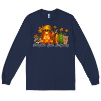 Navy Pumpkin Spice Everything Long Sleeve Tee - RacoonDesign