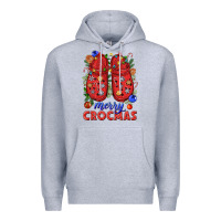 Heather Grey Merry crocmas Premium Hoodie - NancyCooperArtShop