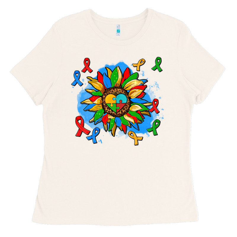 Autism Sunflower Ribbon Ladies Tee by AdoDesignShop | Teevron