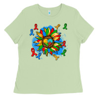 Matcha autism sunflower ribbon Ladies Tee - AdoDesignShop