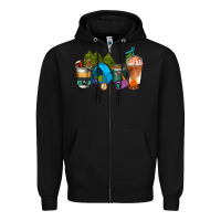 Black camp coffee cups ado Zipper Hoodie - AdoDesignShop