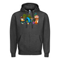 Charcoal Heather camp coffee cups ado Zipper Hoodie - AdoDesignShop