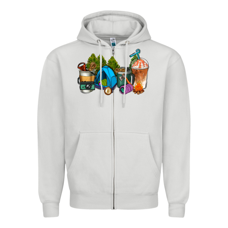 Camp Coffee Cups Ado Zipper Hoodie by AdoDesignShop | Teevron