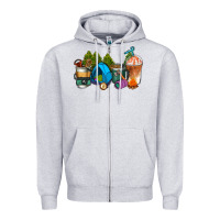 Heather Grey camp coffee cups ado Zipper Hoodie - AdoDesignShop