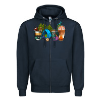 Navy camp coffee cups ado Zipper Hoodie - AdoDesignShop