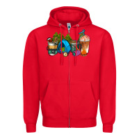 Red camp coffee cups ado Zipper Hoodie - AdoDesignShop