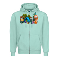 Seafoam camp coffee cups ado Zipper Hoodie - AdoDesignShop