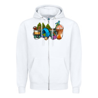 White camp coffee cups ado Zipper Hoodie - AdoDesignShop