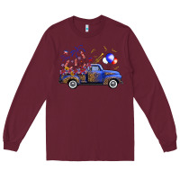 Burgundy western truck fourth of july Long Sleeve Tee - FaDigitalArtStudio