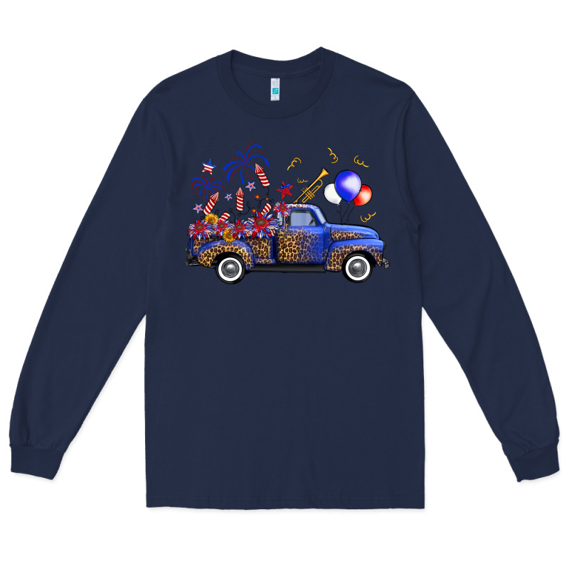 Western Truck Fourth Of July Long Sleeve Tee by FaDigitalArtStudio | Teevron