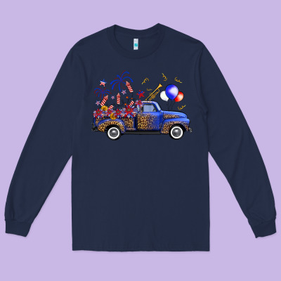 Western Truck Fourth Of July Long Sleeve Tee Designed By Fadigitalartstudio