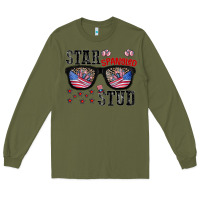 Army Green star spangled stup Long Sleeve Tee - CowhideDigitalArt