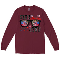 Burgundy star spangled stup Long Sleeve Tee - CowhideDigitalArt