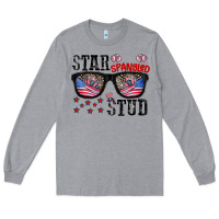 Heather Grey star spangled stup Long Sleeve Tee - CowhideDigitalArt