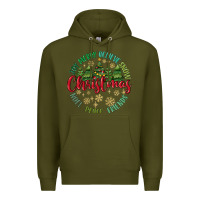 Army Green Christmas Vibes Premium Hoodie - MaliasSmallBusiness