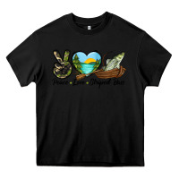 Black Camouflage Peace Love Striped Bass Heavy Core Tee - LillyAllenDesigns