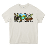 Cream Camouflage Peace Love Striped Bass Heavy Core Tee - LillyAllenDesigns