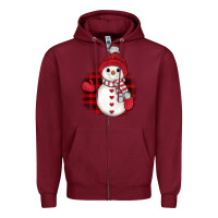 Burgundy christmas snowman Zipper Hoodie - JahusDesignShop