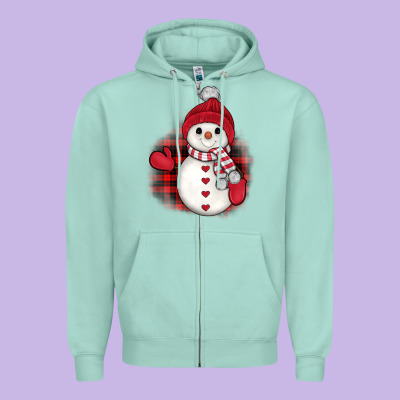 Christmas Snowman Zipper Hoodie Designed By Jahusdesignshop