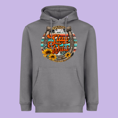 Stay Wild Horseshoe Heavyweight Hoodie Designed By Jasminsmagicworld