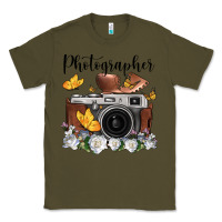 Army Green photographer floral butterfly film roll vintage camera Classic Tee - FaDigitalArtStudio