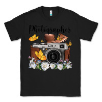 Black photographer floral butterfly film roll vintage camera Classic Tee - FaDigitalArtStudio