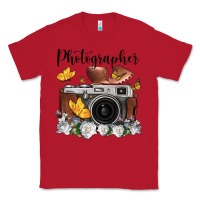 Red photographer floral butterfly film roll vintage camera Classic Tee - FaDigitalArtStudio