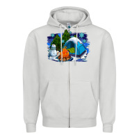 Dove Grey winter camping with camp fire Zipper Hoodie - AdoDesignShop