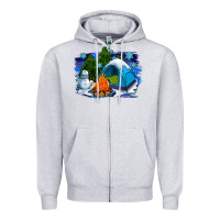 Heather Grey winter camping with camp fire Zipper Hoodie - AdoDesignShop